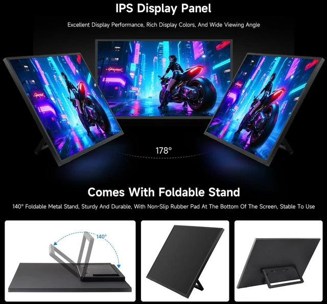 Alt view image 7 of 7 - waveshare Luckfox 21.5inch Portable Monitor with Stand, Compatible with Raspberry Pi OS/Ubuntu/Kali/WIN10 loT, 1920 × 1080, 120Hz, 178° Viewing Angle, IPS Screen, No Touch