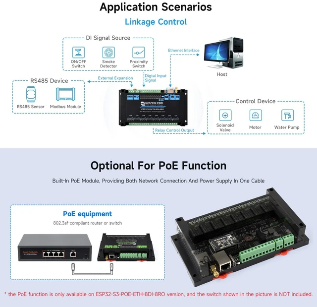 Alt view image 7 of 7 - Industrial 8-Channel ESP32-S3 WiFi Relay Module, Onboard Isolated RS485 Interface, Built-in Xtensa 32-bit LX7 Dual-core Processor, Up to 240MHz, with Multiple Isolation Protection Circuits