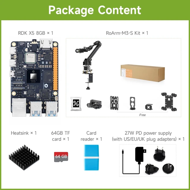 Alt view image 2 of 7 - Waveshare 8GB D-Robotics RDK X5 Roarm-M3 Kit, Powered By Sunrise 5 Chip, Octa-core Cortex A55, 10 Tops Computing Power, Bundle with Roarm-M3 Kit and Acce (6 Items)