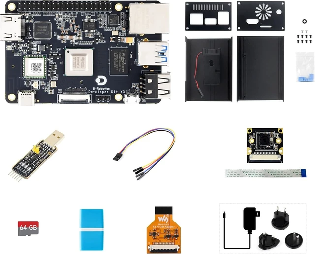 Main image of Waveshare 4GB D-Robotics RDK X3 Developer Kit, Quad-core ARM Cortex-A53 Processer, 5Tops Edge Inference Capabilities, B, Bundle with RDK X3 Board, IMX219-77 Camera and Accessories (7 Items)