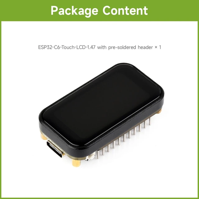 Alt view image 2 of 7 - Waveshare ESP32-C6 1.47inch Touch Display Development Board, 172×320 Resolution, 262K Display Color, Supports Wi-Fi 6 / BLE 5, 160MHz RISC-V Processor, with Pinheader