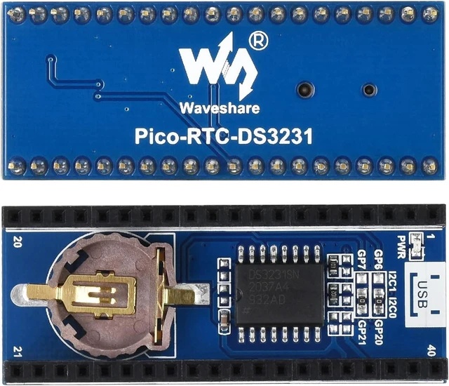 Main image of Waveshare Precision RTC Module, Compatible with Raspberry Pi Pico, Real-Time Clock Module with DS3231 Chip, I2C Interface, Stackable Design, Dual Programmable Alarms