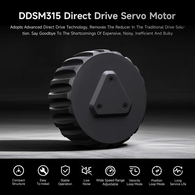 Alt view image 3 of 7 - Waveshare DDSM315 Direct Drive Servo Motor, Wide Speed Range Adjustable, Low Noise, All-in-One Design, Hub Motor, Supports Suspension Installation, Suitable for RC Car Robot DIY