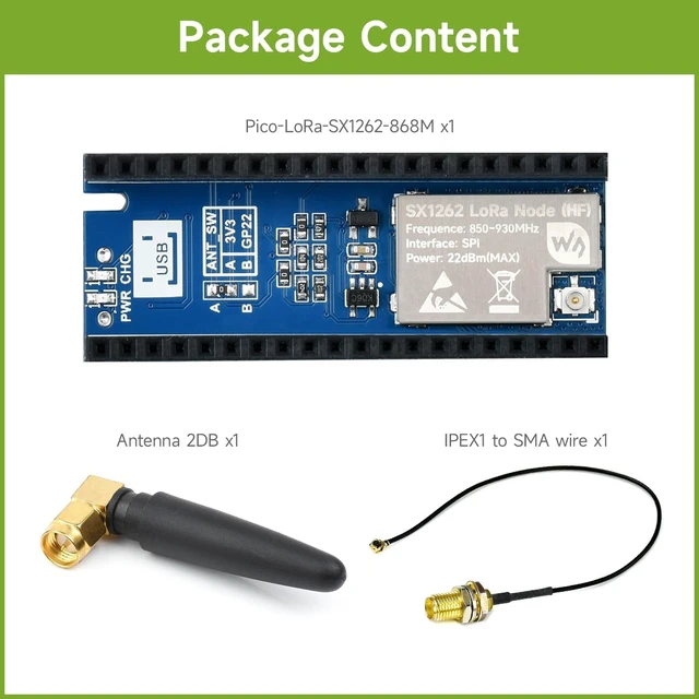 Alt view image 2 of 6 - Waveshare Pico SX1262 LoRa Node Module, Compatible with Raspberry Pi Pico, LoRaWAN Protocol Support, Long Range, Low Power, High Sensitivity Wireless Communication for IoT Projects