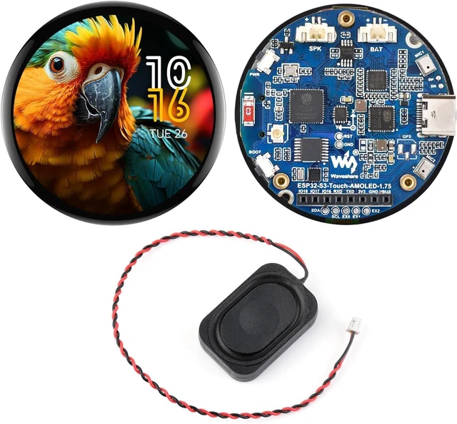 Main image of Waveshare ESP32-S3 1.75inch AMOLED Round Touch Display Development Board, 32-bit LX7 Dual-core Processor, 466×466, QSPI Interface, Onboard Dual Digital Microphones Array, ESP32 with Display