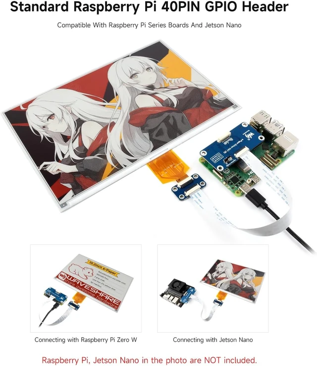 Alt view image 5 of 7 - waveshare 10.2inch e-Paper Display (G), e-Ink Display, 960x640, Red/Yellow/Black/White, SPI Interface, Without Driver Board, Raw Display Only