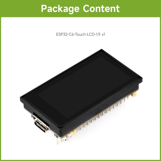 Alt view image 2 of 7 - Waveshare ESP32-C6 1.9inch Display Development Board, 170×320 Pixels, 262K Colors, 160MHz RISC-V Single-core Processor, WiFi 6 & Bluetooth, 90° Rotation Support, with Touch Function