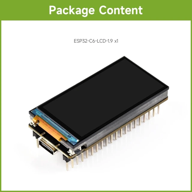 Alt view image 2 of 7 - Waveshare ESP32-C6 1.9inch Display Development Board, 170×320 Pixels, 262K Colors, 160MHz RISC-V Single-core Processor, WiFi 6 & Bluetooth, 90° Rotation Support, ESP32 with Display Integration