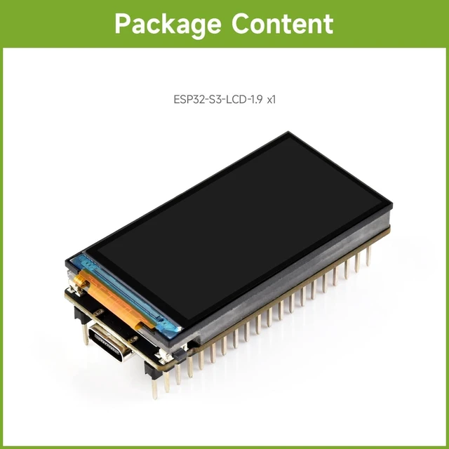 Alt view image 2 of 7 - Waveshare ESP32-S3 1.9inch Display Development Board, 170×320 Pixels, 262K Color, 32-bit LX7 Dual-core,32-bit LX7 Dual-core, Up to 240MHz, 90° Rotation Support, ESP32 with Display Integration
