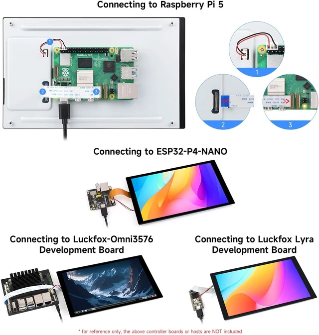Alt view image 5 of 7 - Waveshare 8inch DSI Capacitive Touch Display, Compatible with Raspberry Pi 5/4B/3B/CM3/3+/4, 800×1280, IPS Panel, Optical Bonding Toughened Glass Panel, 10-Point Touch