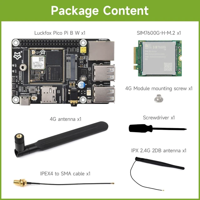 Alt view image 2 of 7 - Waveshare Luckfox Pico Pi Linux Micro Dev Board, Core1106, 8GB eMMC, Intelligent Encoding Support, Built-in ISP3.2, Up to 5MP Image Processing, with 4G Module and Wireless, RV1106G2