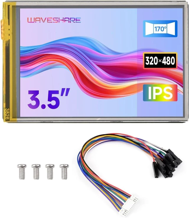 Main image of waveshare 3.5inch Resistive Touch Display, Compatible with Raspberry Pi 5/4B/3B, Pi Pico, IPS Panel, 320×480, Immersion Gold Process, 262K Color