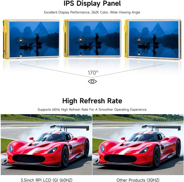 Alt view image 5 of 7 - waveshare 3.5inch Resistive Touch Display, Compatible with Raspberry Pi 5/4B/3B, Pi Pico, IPS Panel, 320×480, Immersion Gold Process, 262K Color