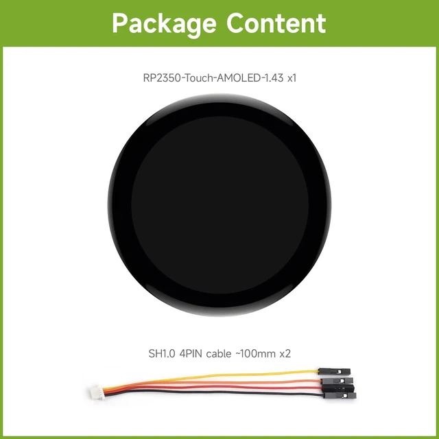 Alt view image 2 of 7 - Waveshare RP2350 1.43inch AMOLED Display Development Board, 466×466, SPI Interface Round Display, Onboard Accelerometer and Gyroscope Sensor, RTC Chip