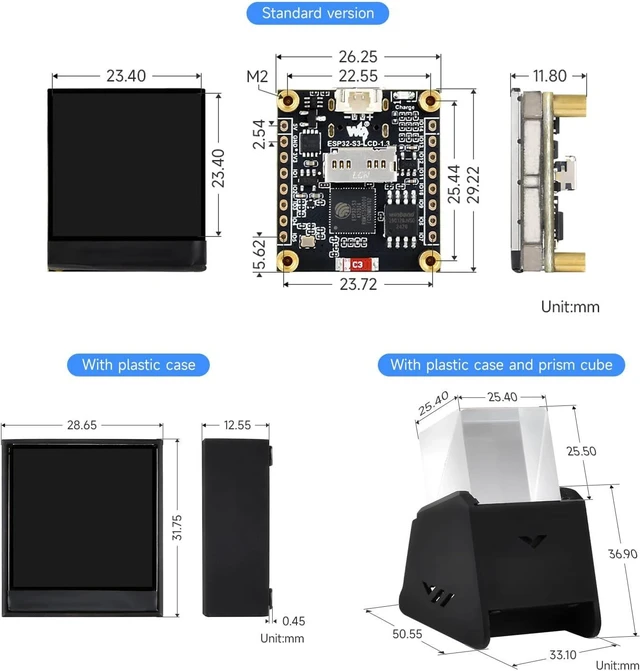 Alt view image 6 of 6 - Waveshare ESP32-S3 1.3inch Display Development Board, 240x240 Pixels, ST7789V2 Driver, 6-axis IMU, 262K Colors, SPI Comm, 90° Hardware Rotation Support