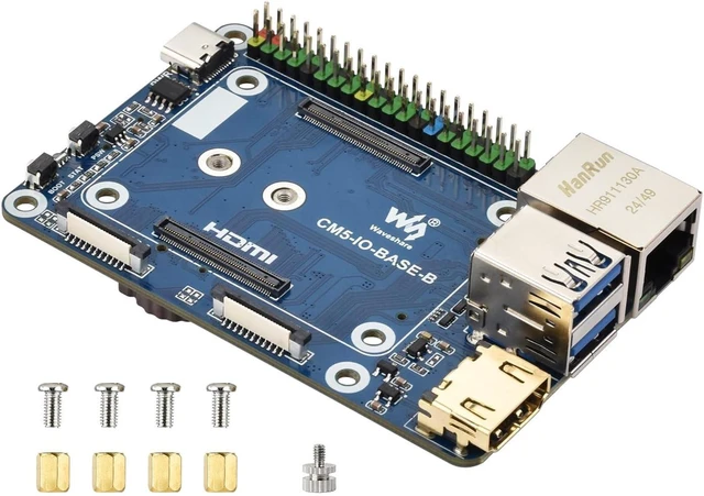 Main image of Waveshare Mini Base Board (B), Compatible with Raspberry Pi Compute Module 5, Onboard EEPROM and Encryption Chip