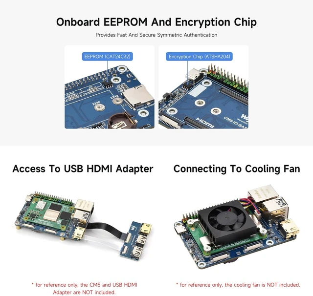 Alt view image 6 of 7 - Waveshare Mini Base Board (B), Compatible with Raspberry Pi Compute Module 5, Onboard EEPROM and Encryption Chip