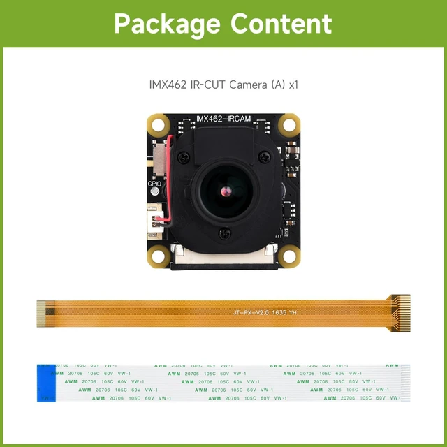 Alt view image 2 of 5 - IMX462 2MP IR-Cut Camera, Compatible with Raspberry Pi 5/4B/3B+/3A+/3B/2B/B+/A+, 1920 × 1080, 90° DFOV, Starlight Camera Sensor, Fixed-Focus
