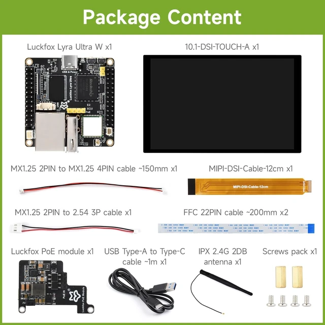 Alt view image 2 of 7 - Waveshare Luckfox Lyra Ultra RK3506B Linux Micro Dev Board, with 8GB eMMC, Triple-core ARM Cortex-A7 & ARM Cortex-M0 Processors, with Wireless, 10.1inch DSI LCD and PoE Module
