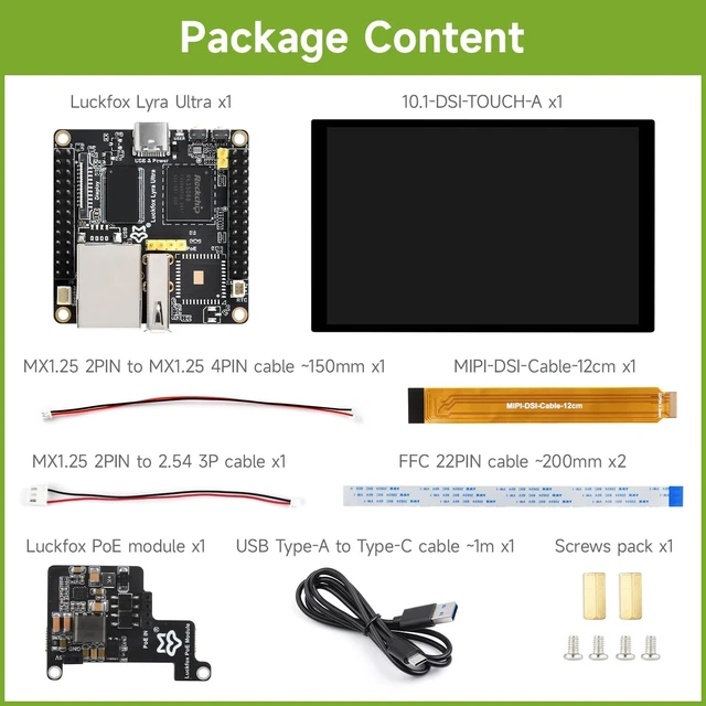 Alt view image 2 of 7 - Waveshare Luckfox Lyra Ultra RK3506B Linux Micro Dev Board, with 8GB eMMC, Triple-core ARM Cortex-A7 & ARM Cortex-M0 Processors, with 10.1inch DSI LCD and PoE Module