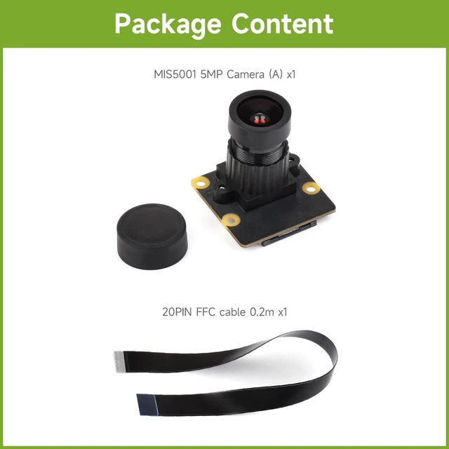 Alt view image 2 of 6 - Waveshare MIS5001 5MP Wide-Angle Lens Camera Module, High Sensitivity, Low Dark Current, Compatible with Luckfox Pico Pro/Luckfox Pico Max/Luckfox Pico Ultra