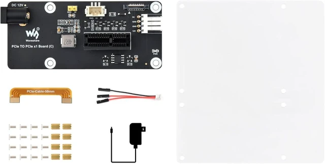 Main image of Waveshare PCIe FFC Connector to Standard PCIe x1 Slot Adapter Board, Support Raspberry Pi 5, Compatible with PCIe X1, X4, X8, and X16 Interface Devices
