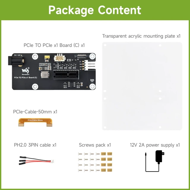 Alt view image 2 of 5 - Waveshare PCIe FFC Connector to Standard PCIe x1 Slot Adapter Board, Support Raspberry Pi 5, Compatible with PCIe X1, X4, X8, and X16 Interface Devices