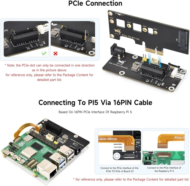 Alt view image 4 of 5 - Waveshare PCIe FFC Connector to Standard PCIe x1 Slot Adapter Board, Support Raspberry Pi 5, Compatible with PCIe X1, X4, X8, and X16 Interface Devices