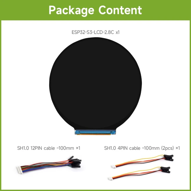 Alt view image 2 of 7 - Waveshare ESP32-S3 2.8inch Round Display Development Board, 480×480, 32-bit LX7 Dual-core Processor, Without Touch Function