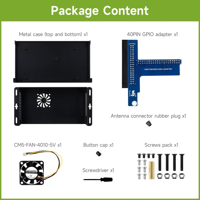 Alt view image 2 of 6 - Waveshare Metal Case, Compatible with Raspberry Pi Official Compute Module 5 IO Board, Comes with Cooling Fan
