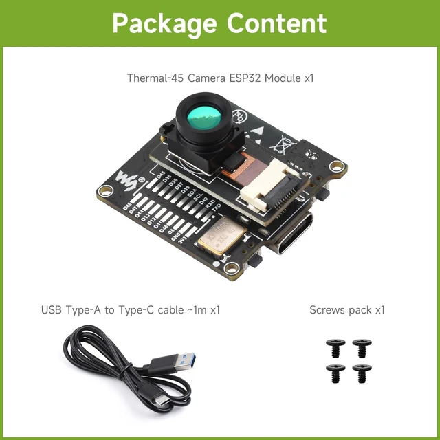 Alt view image 2 of 7 - Waveshare ESP32-S3 IR Thermal Imaging Camera Module, Type-C Port, 80×62 Pixels 45 ° Field of View Angle