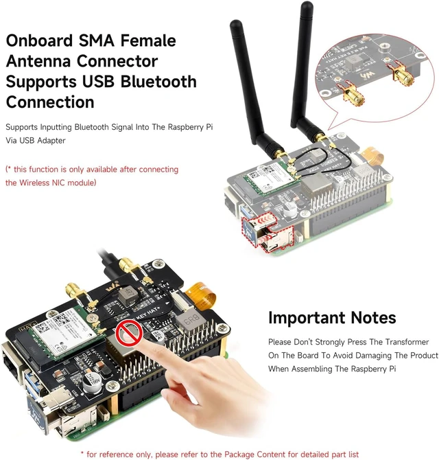 Alt view image 6 of 7 - Waveshare PCIe to M.2 E Key Adapter with PoE Function, Compatible with Raspberry Pi 5, Support NGFF (M.2 E Key) Wireless NIC, Raspberry Pi 5 PCIe HAT