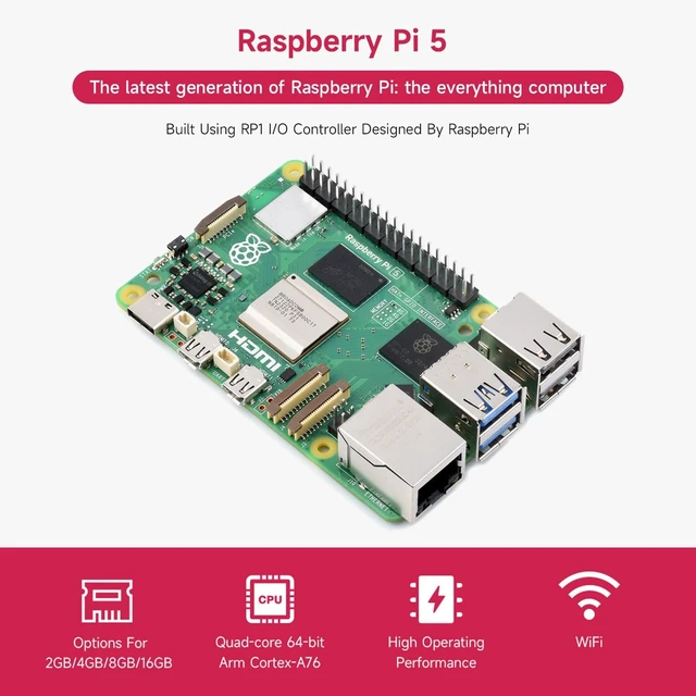 Alt view image 3 of 7 - Waveshare Starter Kit, Compatible with Raspberry Pi 5, Bundle with Raspberry Pi 5 16GB, 64GB TF Card, Cooler, Case, Cable and so on (8 Items)