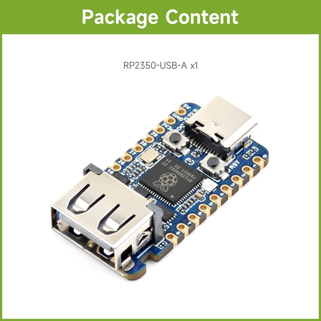 Alt view image 2 of 5 - Waveshare RP2350A USB Mini Development Board, Based On Raspberry Pi RP2350A Dual-core & Dual-Architecture Microcontroller, 150MHz Operating Frequency