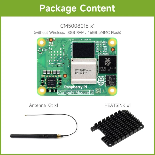 Alt view image 2 of 7 - CM5 Series, Comes with Ofiicial CM5008016, Antenna and Heatsink | Compatible with Raspberry Pi Compute Module 4