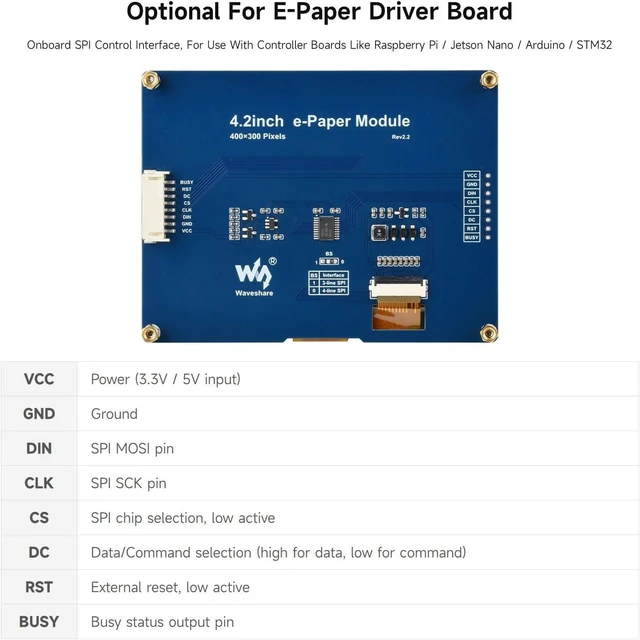 Alt view image 6 of 7 - Waveshare 4.2inch e-Paper, Raw E-Ink Display, 400x300, Red/Yellow/Black/White, Without Driver Board