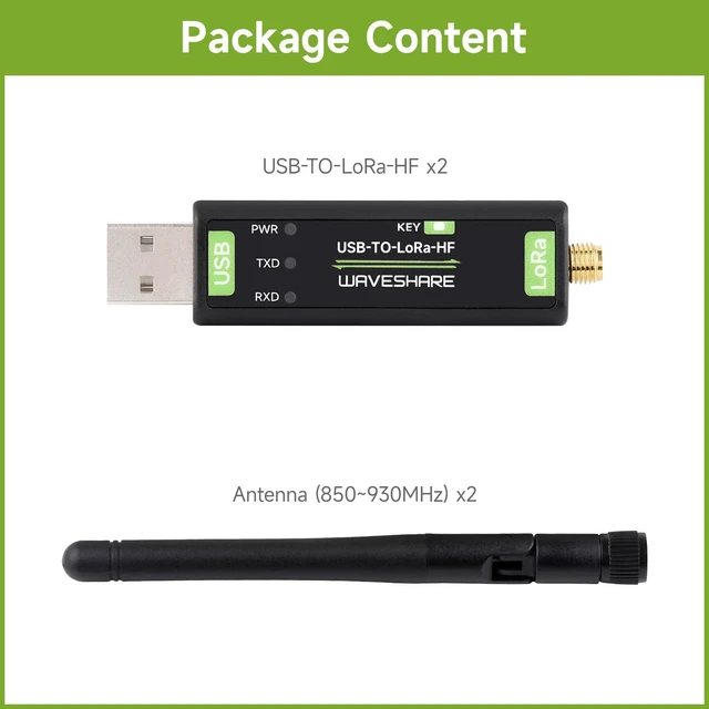 Alt view image 2 of 7 - Waveshare 2PCS USB to LoRa Data Transfer Module, Based On SX1262, Suitable for Data Acquisition in Industry and Agriculture-TCXO Crystal oscillator-2PCS Version