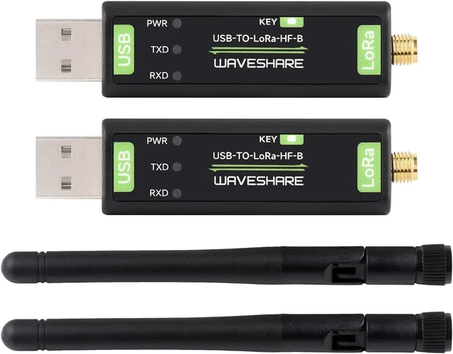Main image of Waveshare 2PCS USB to LoRa Data Transfer Module, Based On SX1262, Suitable for Data Acquisition in Industry and Agriculture-XTAL Crystal oscillator-2PCS Version