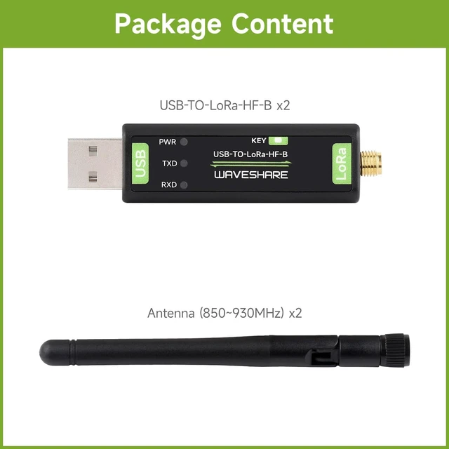 Alt view image 2 of 7 - Waveshare 2PCS USB to LoRa Data Transfer Module, Based On SX1262, Suitable for Data Acquisition in Industry and Agriculture-XTAL Crystal oscillator-2PCS Version