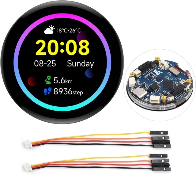 Main image of Waveshare ESP32-S3 1.43inch AMOLED Display Development Board, 466×466, QSPI Interface Round Display, Onboard Accelerometer and Gyroscope Sensor, RTC Chip, Without Case