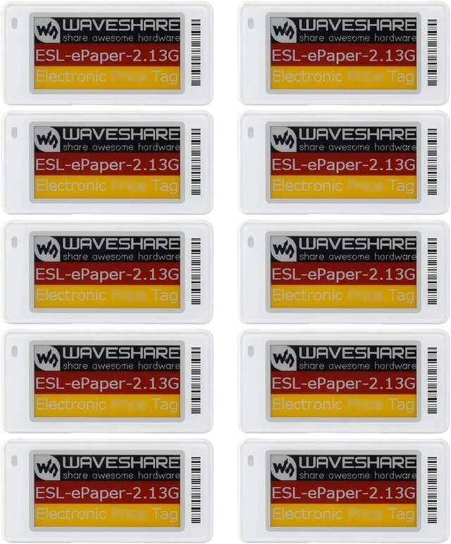 Main image of Waveshare 2.13inch Dot Matrix e-Paper Display, Electronic Shelf Label Series, Red/Yellow/Black/White, Cloud Platform Refreshing Support, with ABS Case and Replaceable BATT-10PCS