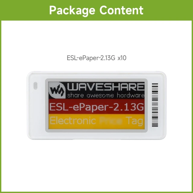Alt view image 2 of 7 - Waveshare 2.13inch Dot Matrix e-Paper Display, Electronic Shelf Label Series, Red/Yellow/Black/White, Cloud Platform Refreshing Support, with ABS Case and Replaceable BATT-10PCS