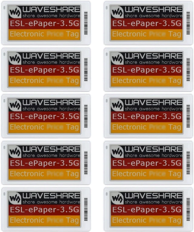 Main image of Waveshare 3.5inch Dot Matrix e-Paper Display, Electronic Shelf Label Series, Red/Yellow/Black/White, Cloud Platform Refreshing Support, with ABS Case and BATT-10PCS