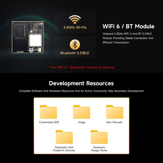 Alt view image 5 of 7 - Waveshare Luckfox Core1106 Core Board Based On Rockchip RV1106 Chip, 8GB eMMC, Integrates ARM Cortex-A7/RISC-V MCU/NPU/ISP Processors, 128MB Memory, with Wireless