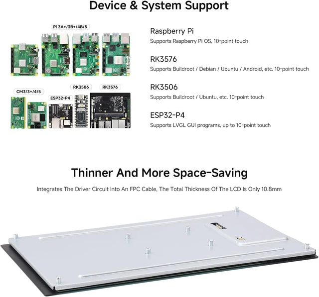 Alt view image 4 of 7 - waveshare 10.1inch DSI Capacitive Touch Display, Comaptible with Raspberry Pi 5/4B/3B, 800×1280, IPS Panell, 10-Point Touch