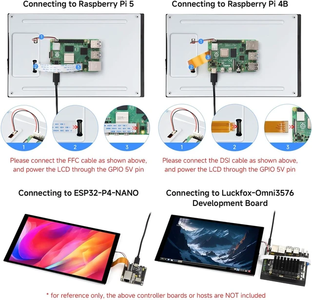 Alt view image 5 of 7 - waveshare 10.1inch DSI Capacitive Touch Display, Comaptible with Raspberry Pi 5/4B/3B, 800×1280, IPS Panell, 10-Point Touch