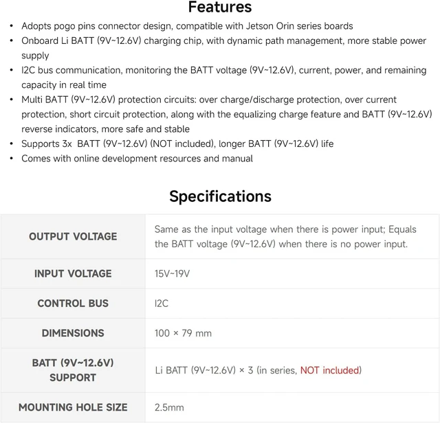 Alt view image 4 of 7 - Waveshare Uninterruptible Power Supply UPS Module, Compatible with, Jetson Orin, Supports 21700 Li BAT (NOT Included), Pogo Pins Connector, Supports Charging and Power Output At The Same Time
