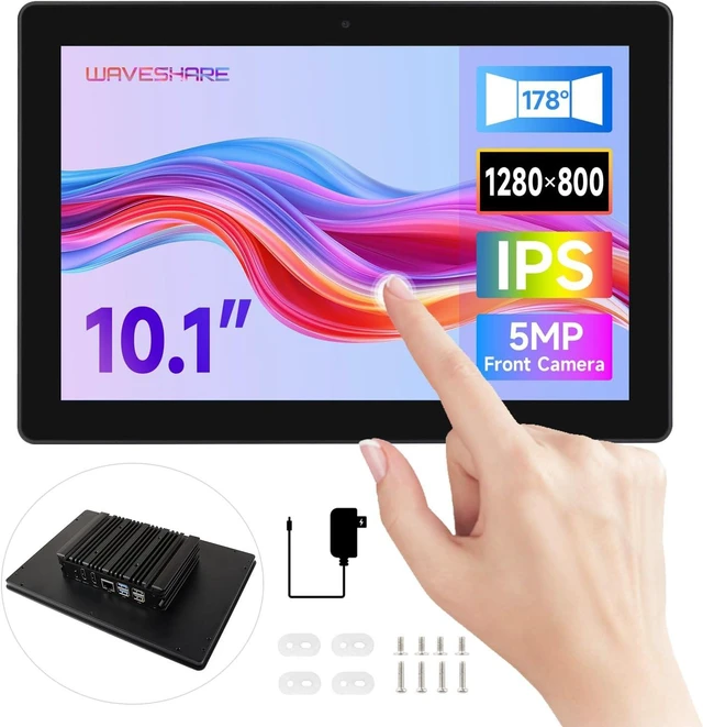 Main image of waveshare Industrial HMI All-in-one 10.1inch Touch Display, Compatible with Raspberry Pi 5 (Included), Supports Dual 4K HDMI Output, 10-Point Touch, Aluminum Alloy Case, Efficient Heat Dissipation