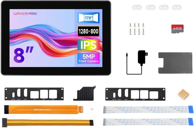 Main image of waveshare Industrial HMI All-in-one 8inch Touch Display, Compatible with Raspberry Pi (Not Included), Supports Dual 4K HDMI Output, 10-Point Touch, Aluminum Alloy Case, Efficient Heat Dissipation