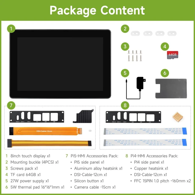 Alt view image 2 of 7 - waveshare Industrial HMI All-in-one 8inch Touch Display, Compatible with Raspberry Pi (Not Included), Supports Dual 4K HDMI Output, 10-Point Touch, Aluminum Alloy Case, Efficient Heat Dissipation